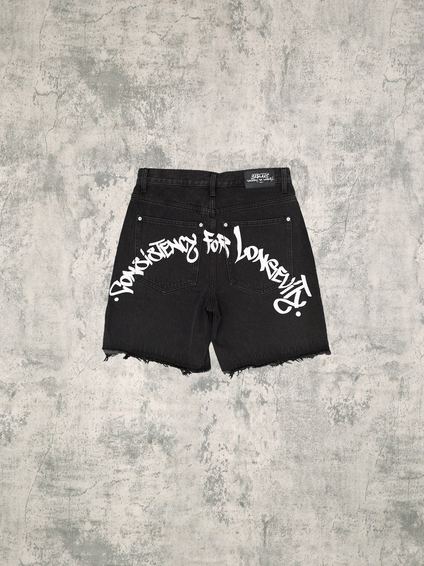 Black Washed Denim Shorts