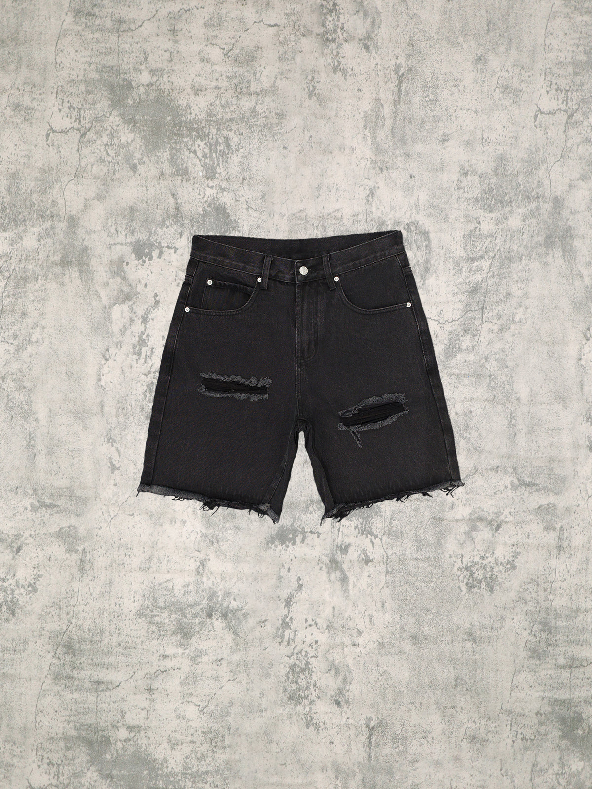 Black Washed Denim Shorts