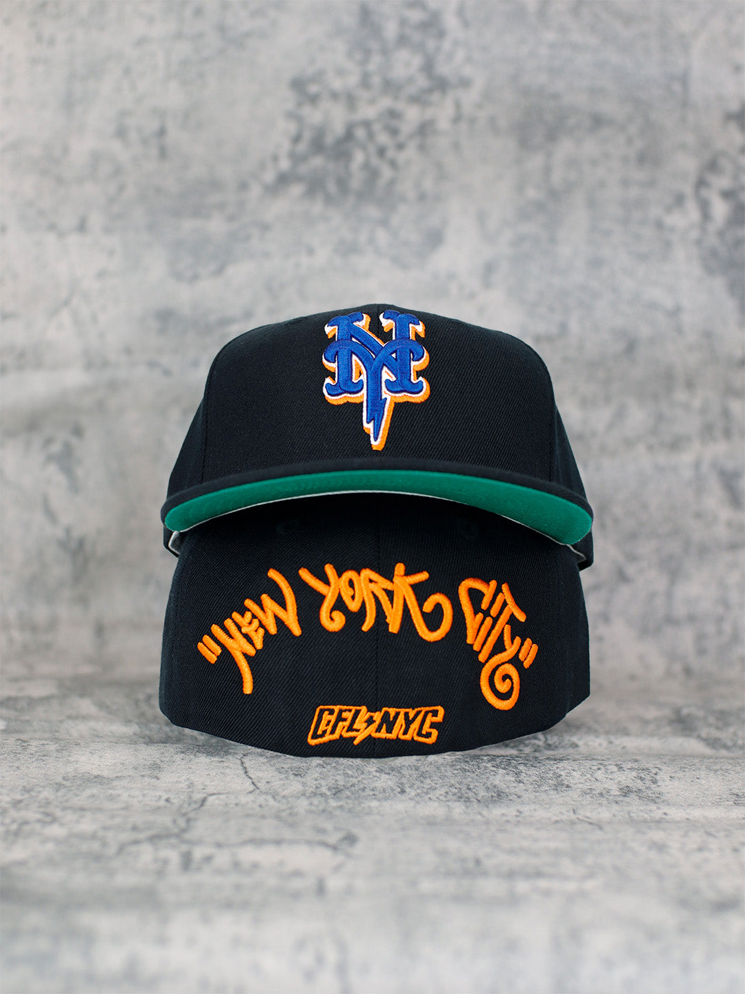 Black NY Fitted (Green Brim)