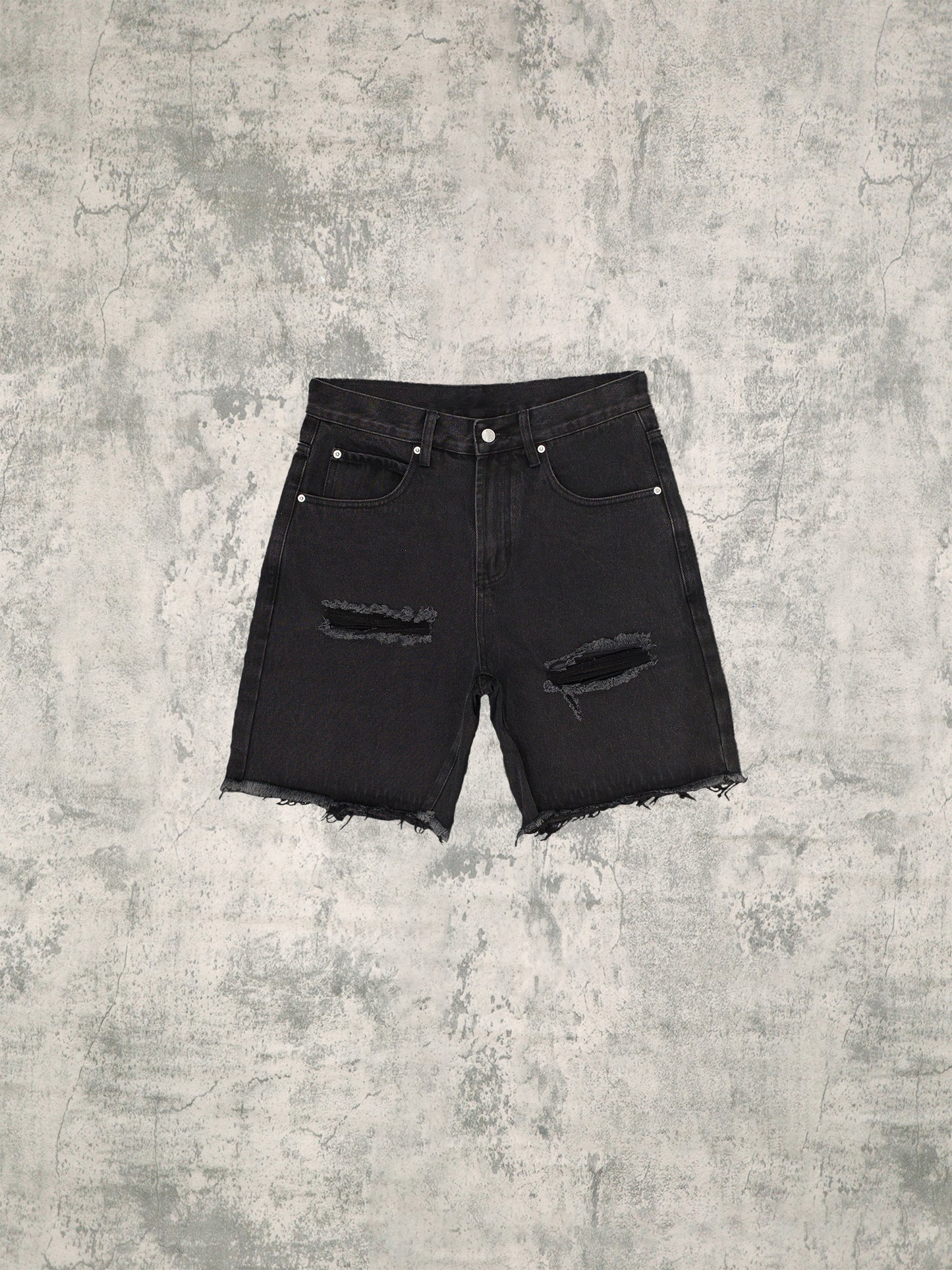 Black Washed Denim Shorts